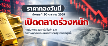 ราคาทองวันนี้อังคารที่ 20 ต.ค. 2569 เปิดตลาดร่วงหนัก